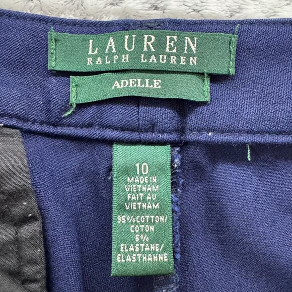 Lauren Ralph Lauren Pants Womens 10 Blue Cotton Adelle Straight Leg Mid Rise - Picture 2 of 15